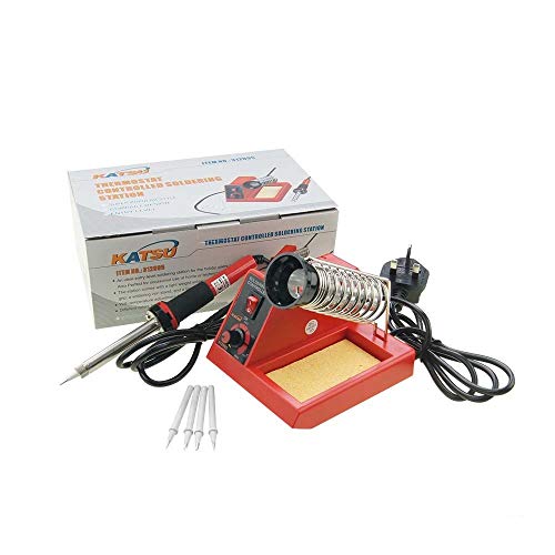 Katsu Stazioni Di Saldatura 58 W Kit Stazione Saldante Termostatica Elettrica Con Temperatura Regolabile E 4 Punte Extra, Ideale Per Riparazioni Elett