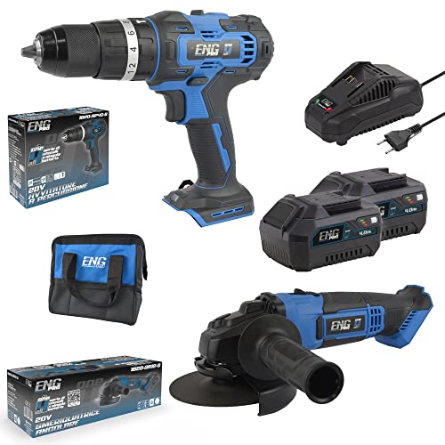 Kit One4All 2 Batterie 4.0Ah Trapano Avvitatore A Percussione A Batteria Mandrino Autoserrante 13Mm + Smerigliatrice Angolare Con Disco Da 125 Mm Con