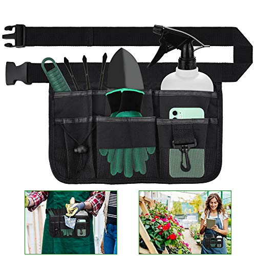 Kbnian Cintura Porta Attrezzi Da Giardino Con 5 Tasche Borsa Porta Attrezzi Con Cintura Regolabile Cintura Portautensili Professionale Borsetta Porta