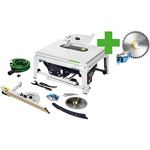 Festool Sega Circolare Da Banco Tks 80 Ebs Kt/W40 Limited Edition (Con Lame Circolari, Cartucce Kt-Tks 80, Arresto Angolare, Set Di Aspirazione, Basto