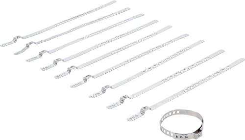 Bgs 70327 - Set Di Fascette Per Manicotti Assali, In Acciaio Inox, 7 Mm, 20-50 Mm, 10 Pezzi