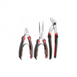 Facom Cpe.A5Pb - Set Di 3 Pinze Multiple Con Chiusura A Scatto, Pinza A Becchi 1/2 Rondi, Cpe.A5Pb