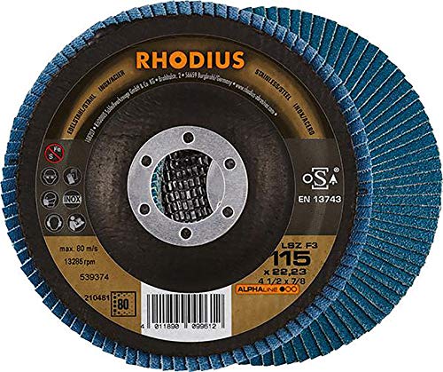 Rhodius 210481 Lsz F3 - Disco Faecher, 115 X 22,23 P80, Diametro 115 Mm, 1 Pezzo