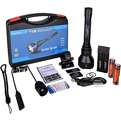 Trustfire Torcia Led Potente Professionale, T70 Torcia Da Caccia 2300 Lumen, Tattica Militare Torcia Elettrica, Ricaricabile Usb Torce Alta Potenza, P