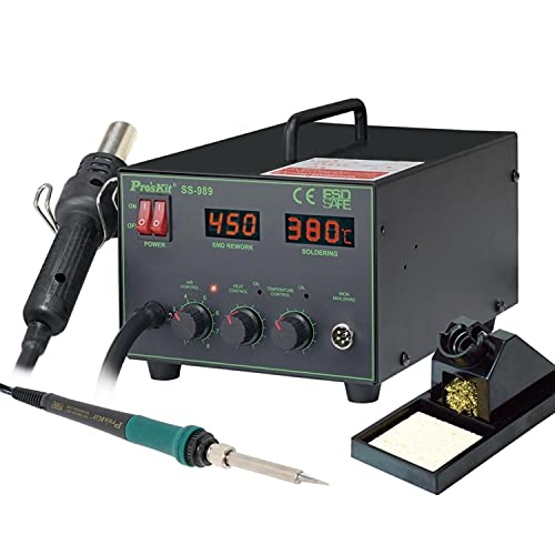 Pro'Skit Stazione Di Saldatura E Dissaldatura, Stazione Ad Aria Calda 2 In 1 Da 700 W Con Temperatura Regolabile