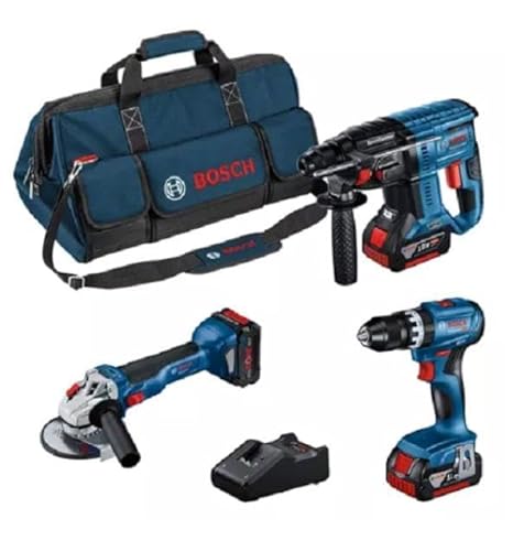 Bosch Kit 3 Utensili Brushless Gbh 18V-21 + Gws 18V-10 + 0615990N29