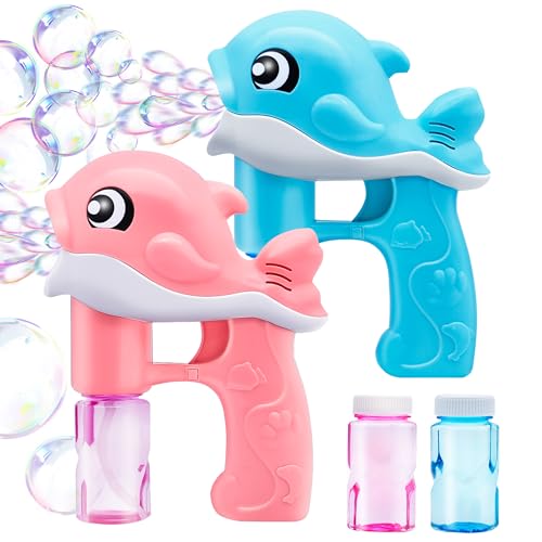 2 Pistola A Bolle Balena Creatore Di Bolle Automatico Macchina Per Bolle Con 4 Bottiglie Di Soluzione Di Sapone Per Bambini Bomboniere Pasqua