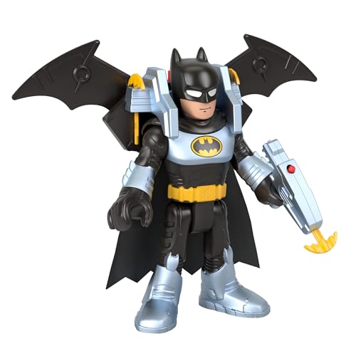 Fisher-Price Imaginext Dc Super Friends - Batman Batglider, Action Figure Xl Alta 25Cm Snodata E Batglider Trasformabile Con Lancia-Proiettili, 3 Proi