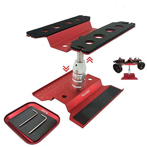Nuofan Rc Car Work Stand Aluminum Repair Workstation 360 Degree Rotation Lift Lower W/Screw Tray For 1/8 1/10 1/12 1/16 Scale Traxxas Trx4 Axial Arrma