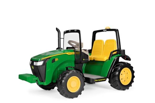 Peg Perego John Deere Dual Force Trattore Elettrico Cavalcabile Per Bambini Dai 3 Anni, Veicolo Con Batteria Ricaricabile Da 12V, 2 Motori Da 480W, Co