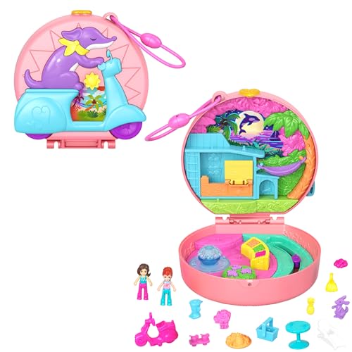 Polly Pocket - Cofanetto Avventure In Scooter, Playset Veicolo Da Viaggio Con 2 Micro Bambole, 12 Accessori A Tema E Un Cucciolo Incluso, Giocattolo P