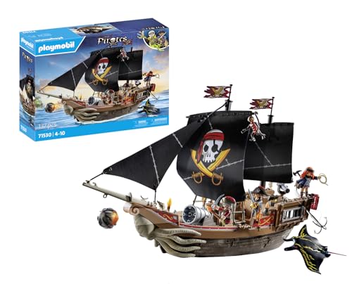 Playmobil Pirates 71530 Galeone Dei Pirati, Emozionante Battaglia Navale E Ricerca Del Tesoro Segreto, Inclusi Cannoni, Proiettili E Tanti Accessori,