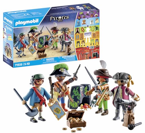 Playmobil Pirates 71533 Myfigures: Pirati, Montaggio Creativo Di Personaggi Pirati Personalizzati, Incluso Mappa Del Tesoro E Spille Per Il Cappello D
