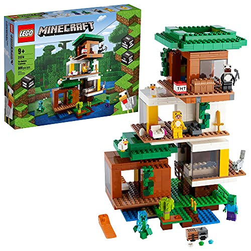 Lego Minecraft La Casa Sull'Albero Moderna, Giocattoli Per Bambini Di 9 Anni Con Il Personaggio Di Charged Creeper, 21774