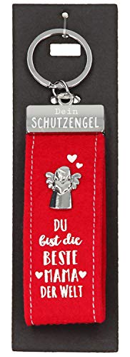 Depesche 10890.013 Portachiavi In Feltro Con Angelo Custode E Scritta Du Bist Die Beste Mama Der Welt, Rosso, Circa 15 Cm