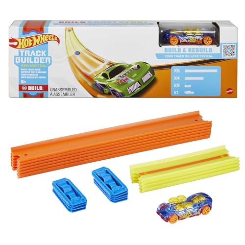 Hot Wheels -Track Builder Unlimited Set Per Pista Con 10 Pezzi, 9 Connettori E Macchinina, Giocattolo Per Bambini 6+ Anni, Gvg13