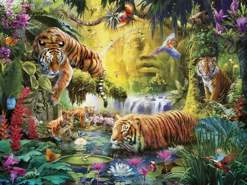 Ravensburger 12000696 - Tigri Tranquille - Puzzle 1500 Pezzi – Puzzle Adulti E Ragazzi Da 14 Anni, Puzzle Animali