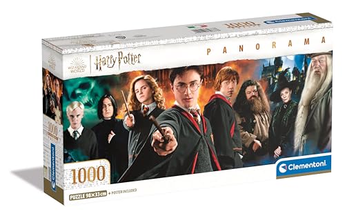 Clementoni- Harry Potter Panorama Potter-1000 Pezzi, Poster Incluso, Puzzle Panoramico, Divertimento Per Adulti, Made In Italy, 39873, Multicolore, Cl