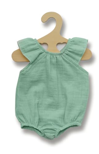 Heless 1413-Vestiti 100% Cotone Biologico, Body Con Volant Menta Per Bambole E Peluche Di Taglia 28-35 Cm, Colore Mint, 1413