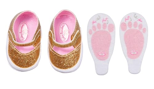 Baby Annabell Scarpe Dorate Con Solette 710272 - Scarpe Dorate Lucide Per Bambole Da 43 Cm - Per Bambini Dai 3 Anni In Su