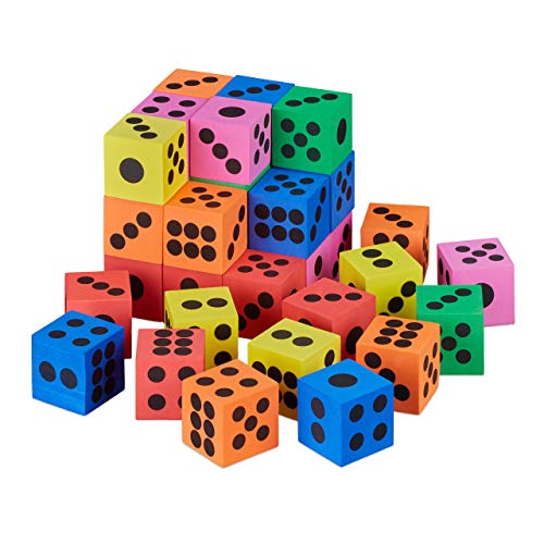 Relaxdays Dadi In Gommapiuma, Set Da 36, 4 X 4 X 4 Cm, Cubi Morbidi, Giochi Didattici Per Bambini, Scuola, Vari Colori, Multicolore, 10030810