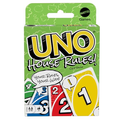 Mattel Games - Uno House Rules, Versione Innovativa Dell'Iconico Gioco Con Carta Cambia Gioco, I Giocatori Possono Inventare Le Proprie Regole, Giocat