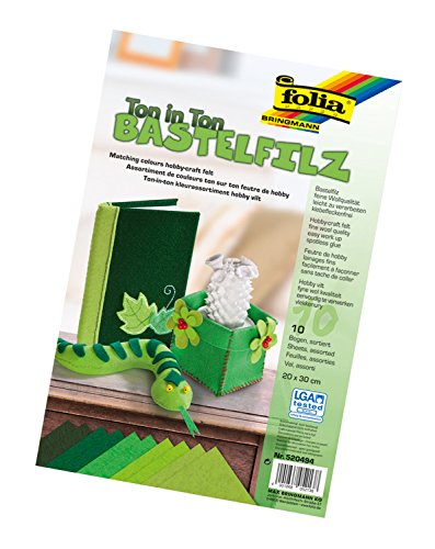 Folia 520493 ”Bastelfilz Ton In Ton”, Feltro Per Decorazioni Artistiche (20 X 30 Cm, 10 Fogli Assortiti)