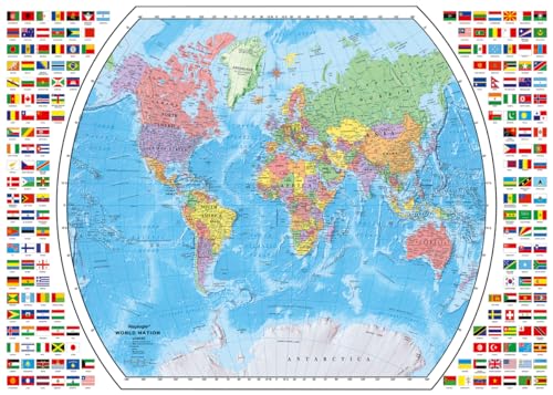 Ravensburger Mappa Del Mondo Politica 1000 Pezzi Puzzle Per Adulti – 12000664 – Lavorazione Artigianale, Made In Germany, Ogni Pezzo Si Adatta Perfett
