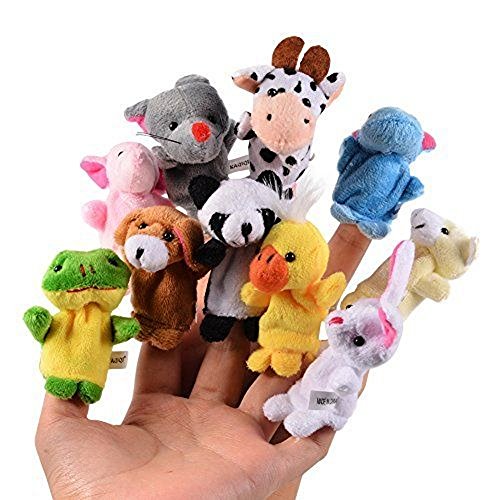 Chsyoo 10 X Figurine Di Animali Piccoli Finger Puppet Velvet Puppet In Peluche, Figura Di Peluche Puntelli Per Il Compleanno Kids Party Battesimo Baby