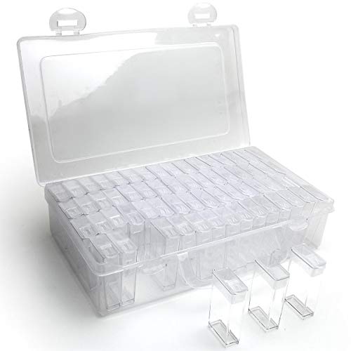 Igadgitz Home U7114-64 Scatola Diamond Painting Storage Box Organizer Plastica Ricamo - Trasparente