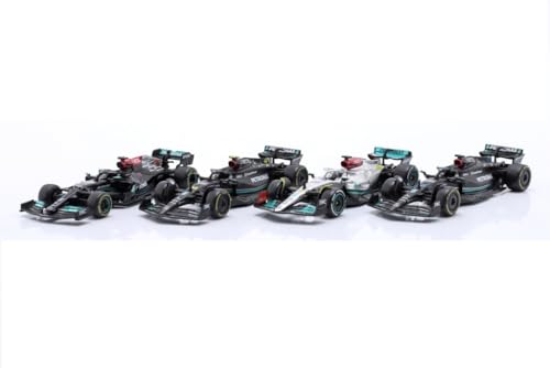 F1 Mercedes Amg Petronas W12 W13 W14 Set 4 Modelli Auto Formula 1 F1 2021-2023 - Lewis Hamilton George Russel - Scala 1:43 12Cm - Bburago 38093