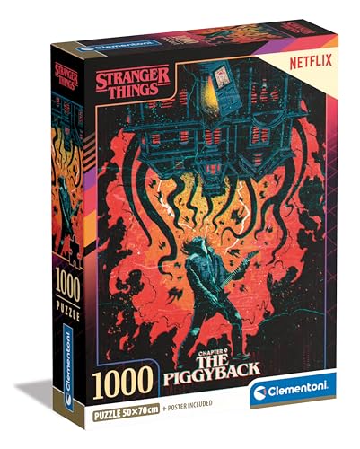 Clementoni- Stranger Things Things-1000 Pezzi, Poster Incluso, Puzzle Netflix, Serie Tv, Divertimento Per Adulti, Made In Italy, 39861, Multicolore