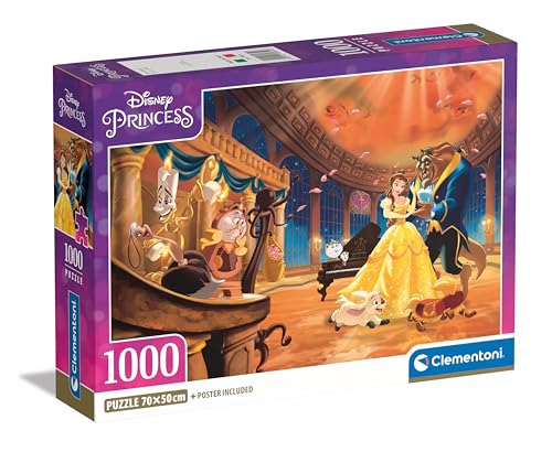 Clementoni- Disney Princess Princess-1000 Pezzi, Poster Incluso, Puzzle, Divertimento Per Adulti, Made In Italy, 39854, Multicolore, Clementoni-39854