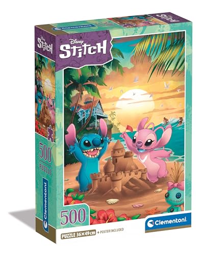 Clementoni- Disney Stitch Stitch-500 Pezzi, Poster Incluso, Puzzle, Divertimento Per Adulti, Made In Italy, 35547, Multicolore