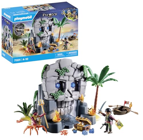 Playmobil Pirates 71531 Isola Del Teschio, Avventura Emozionante Sull'Isola Del Teschio Di Cristallo, Incluso Il Pirata E Il Pericoloso Granchio Deepe