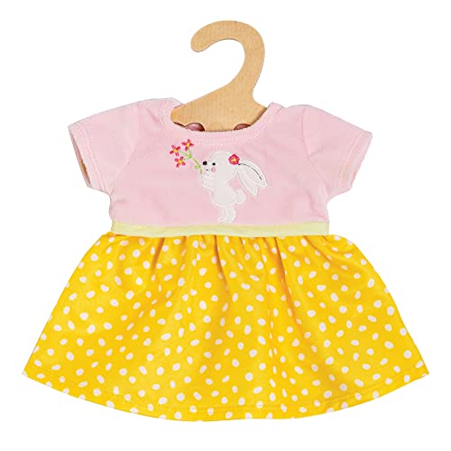 Heless 1360-Abito Bunny Lou Design, Abito Con Applicazione Di Coniglietti Per Bambole E Peluche Di Dimensioni 28-35 Cm, Pois, Colore Rosa, 35 Cm, 1360