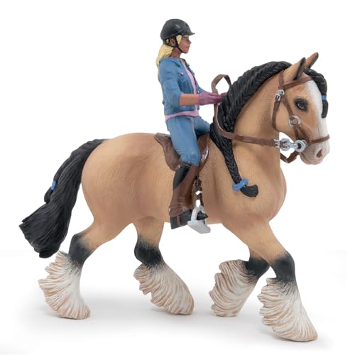 Papo - Dipinto A Mano - Figura Di Animale - Tinker E Il Suo Giovane Cavaliere - 51572 - Cavalli - Da Collezione - Per Bambini - Adatto Per Ragazzi E R