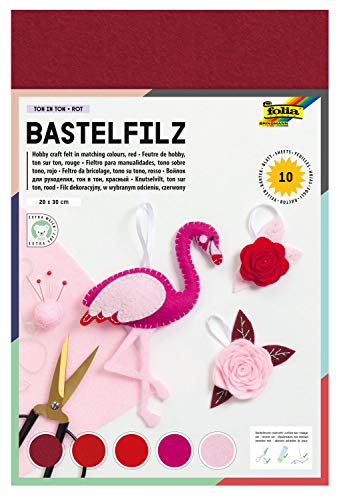 Folia 520493 ”Bastelfilz Ton In Ton”, Feltro Per Decorazioni Artistiche (20 X 30 Cm, 10 Fogli Assortiti)