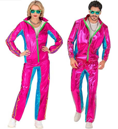 Widmann Milano Party Fashion - Costume Tuta, Rosa Metallizzato, Completo Anni '80, Tuta Da Jogging, Costume Bad Taste, Costumi In Maschera