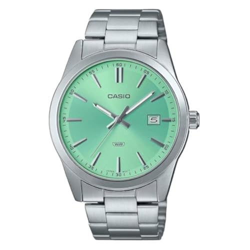 Casio Enticer Mtp-Vd03D-3A2Udf (A2244) - Quadrante Analogico Verde Da Uomo, Verde, Minimalista