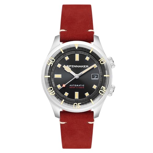 Spinnaker Mens 42Mm Bradner Automatic Ink Black 3 Hands Watch With Genuine Leather Strap Sp-5062-01