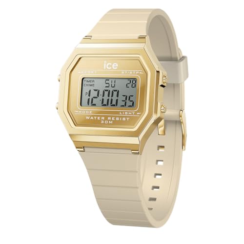 Ice-Watch - Ice Digit Retro Metal Gold Mirror Almond Skin - Orologio Beige Da Donna Con Cinturino In Silicone - 022732 (Small)