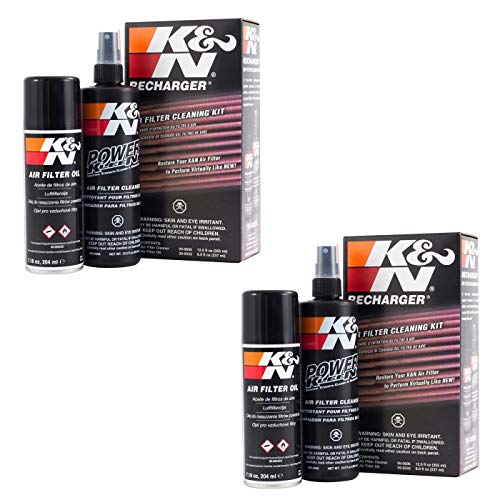2 X Ricarica Filtro Aria K & N – Kit Di Pulizia Spray Olio
