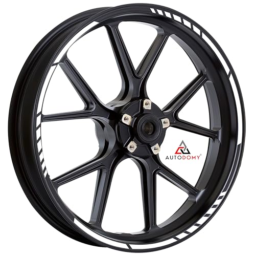 Autodomy Confezione Adesivi Set Completo Di Cerchi Strisce Per Moto Per 2 Ruote Da 15" A 19" Pollici Design Sportivo (Bianco)