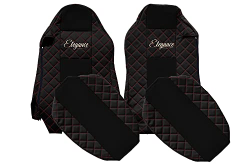 F-Core Coprisedili Camion Compatibile Per Man Tgx 01.07-03.20 Conducente Isri Passeggero Isri Posti Diversi Nero/Rosso