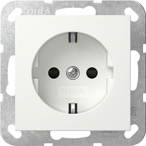 Gira 445303 - Presa Schuko Con Sistema Di Protezione Da Contatto 55, Colore: Bianco Puro Lucido