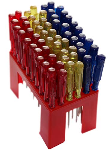 H+H Werkzeug 900 - Cacciavite Radio Con Supporto, 60 Pezzi, Prodotto In Germania, Colore: Rosso/Giallo/Blu, 100 Mm/120 Mm/140 Mm