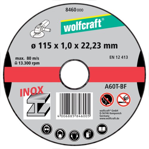 Wolfcraft 3 Dischi Da Taglio Per Acciaio Inossidabile, Extra Sottili, Ø 115 Mm I 8460000 I Per Tagliare Pezzi In Acciaio Inossidabile