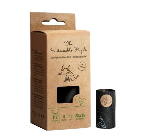 The Sustainable People Sacchetti Biodegradabili Con Manici Per Deiezioni Canine 112 Unità Nero, 23 X 35 Cm