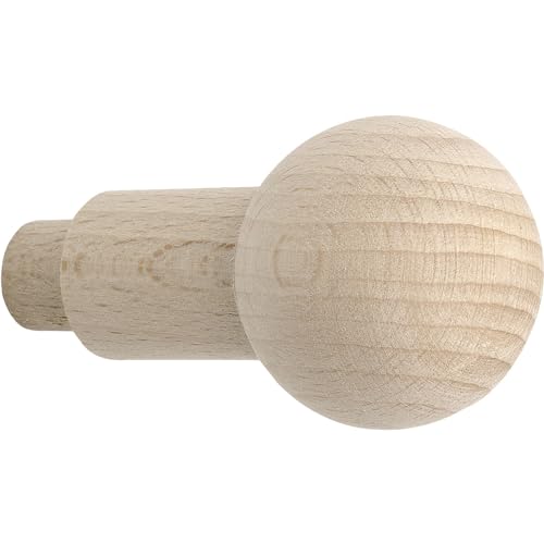 Alles Im Griff Gancio Appendiabiti In Legno Horus – Gancio Da Parete Per Forare Ø 12 X 14 Mm – Gancio Appendiabiti In Faggio Grezzo